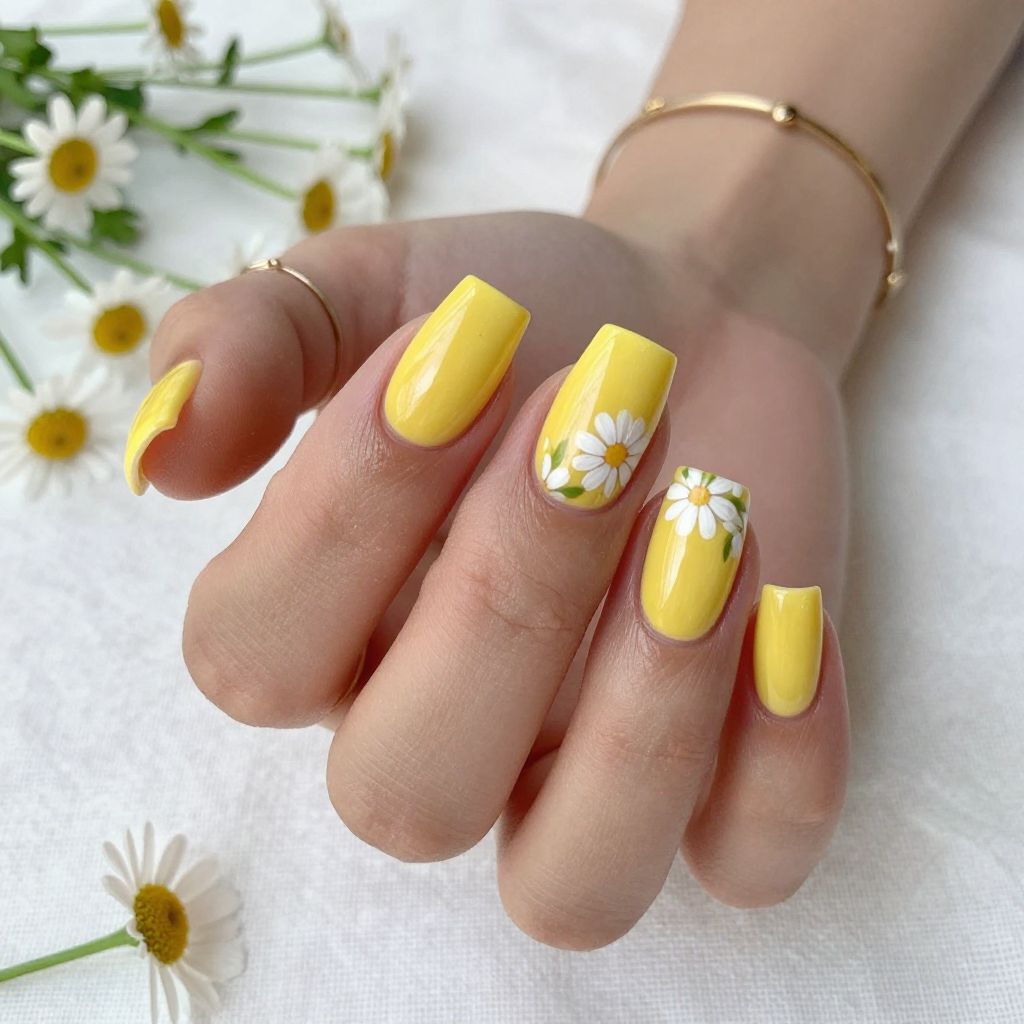 Sunny Yellow with White Daisy Accents