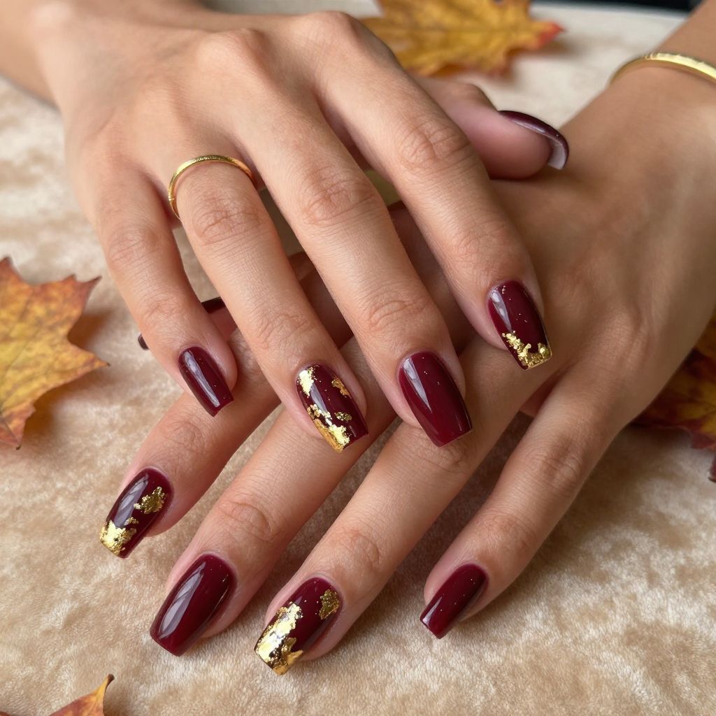 Deep Burgundy with Gold Foil