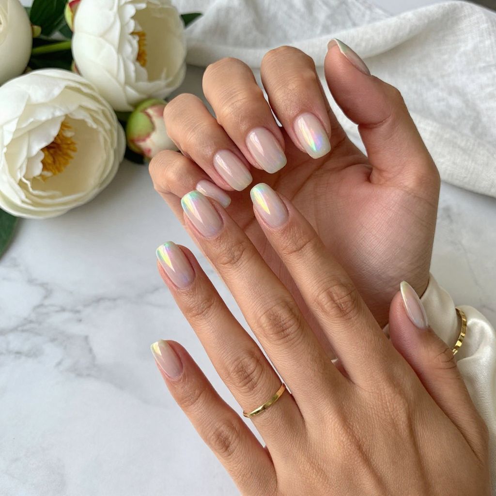 Nude Base with Iridescent Tips