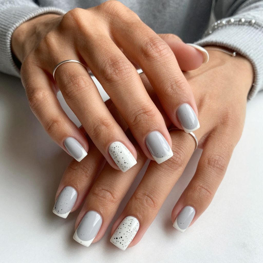 Speckled White Tips on Light Grey Base