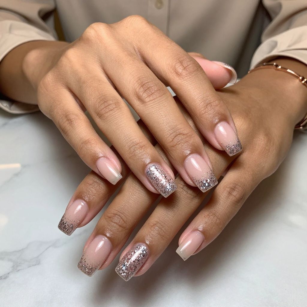 Glitter Gradient French Tips
