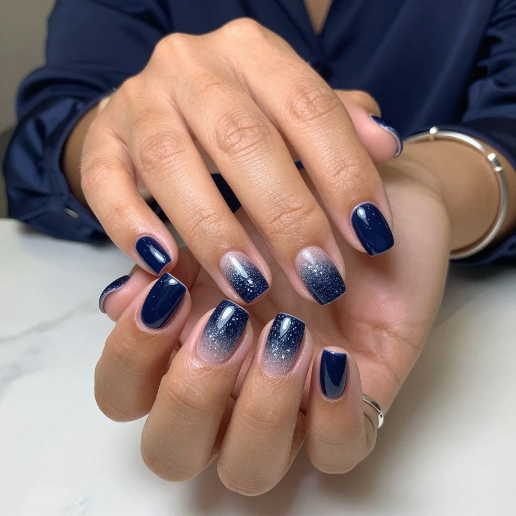 Navy Blue with Glitter Gradient