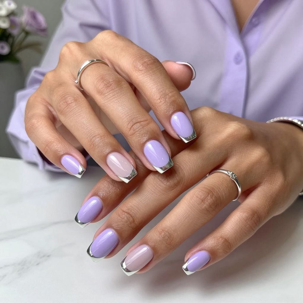Lavender and Silver Chrome Tips