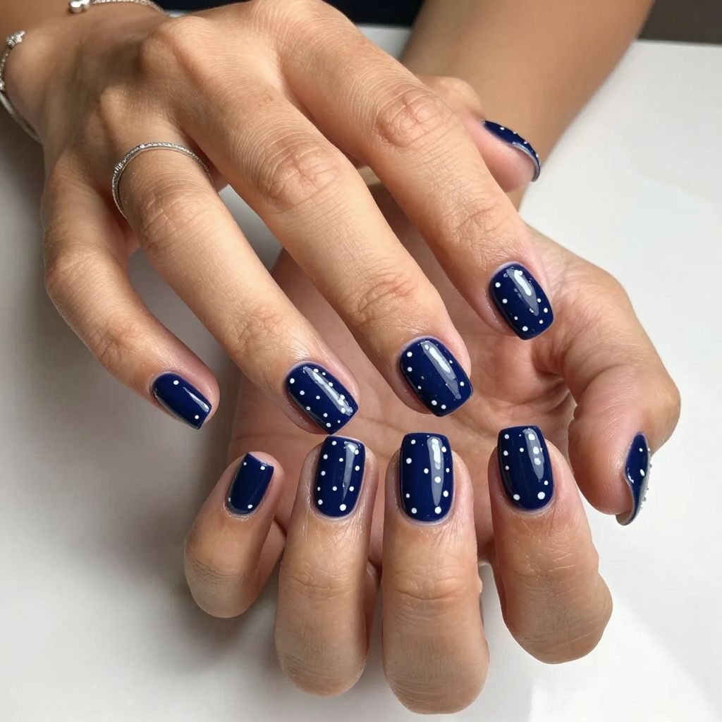 Navy Polka Dot Play