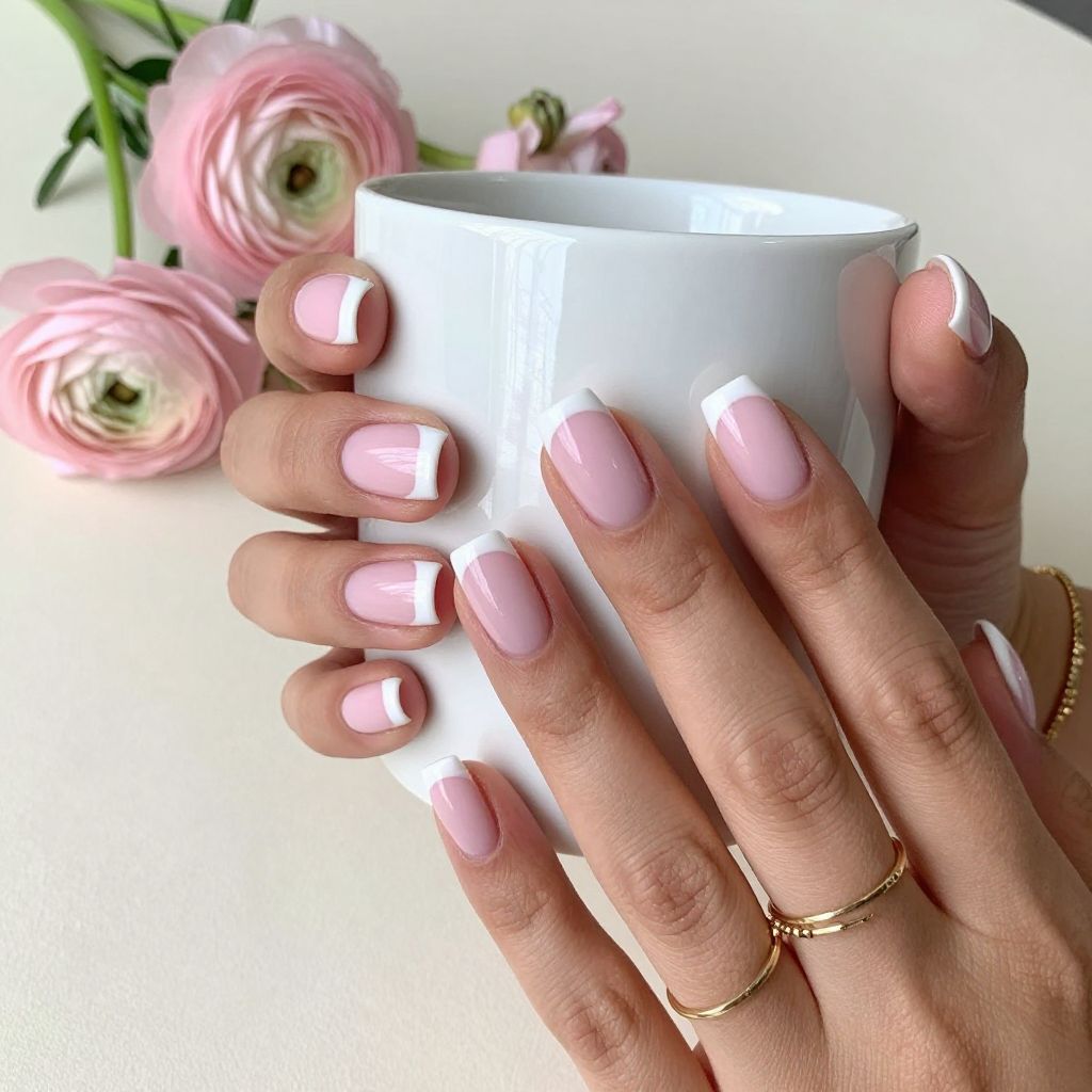 Soft Pink with White French Tips