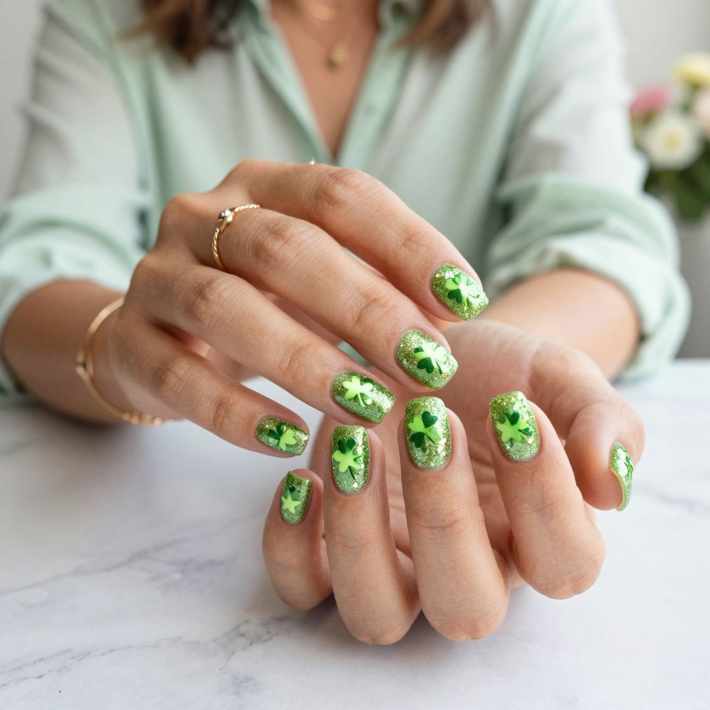 Shamrock Charm with Glitter Accents