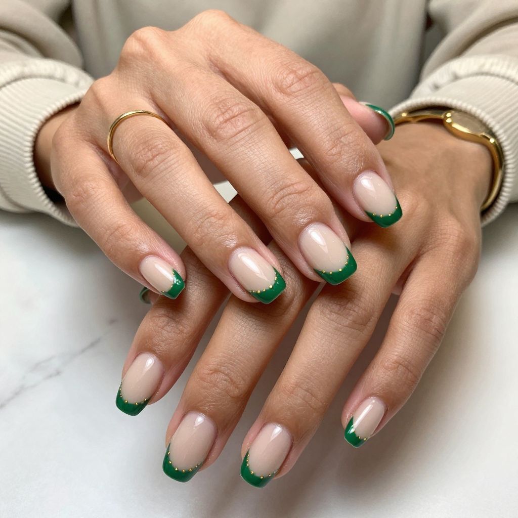 Classic Green French Tips with a Twist