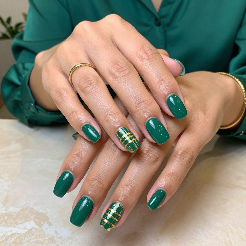 Glossy Kelly Green with Gold Leaf Stripes