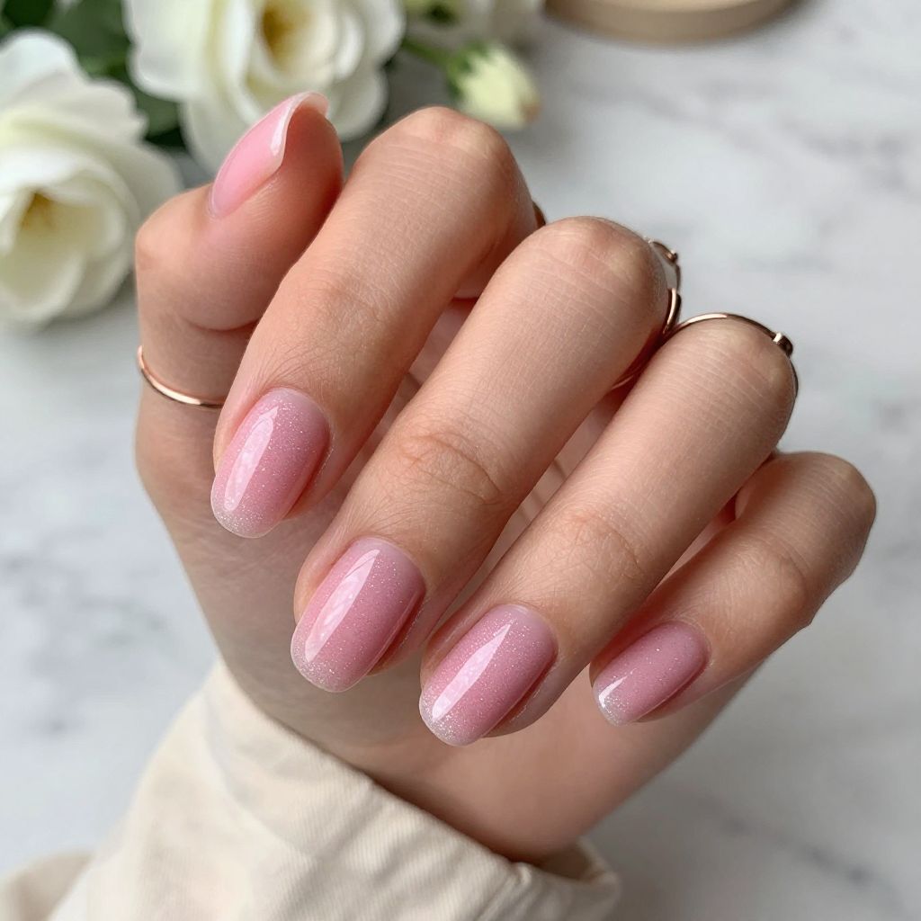 Strawberry Glitter Gradient Tips