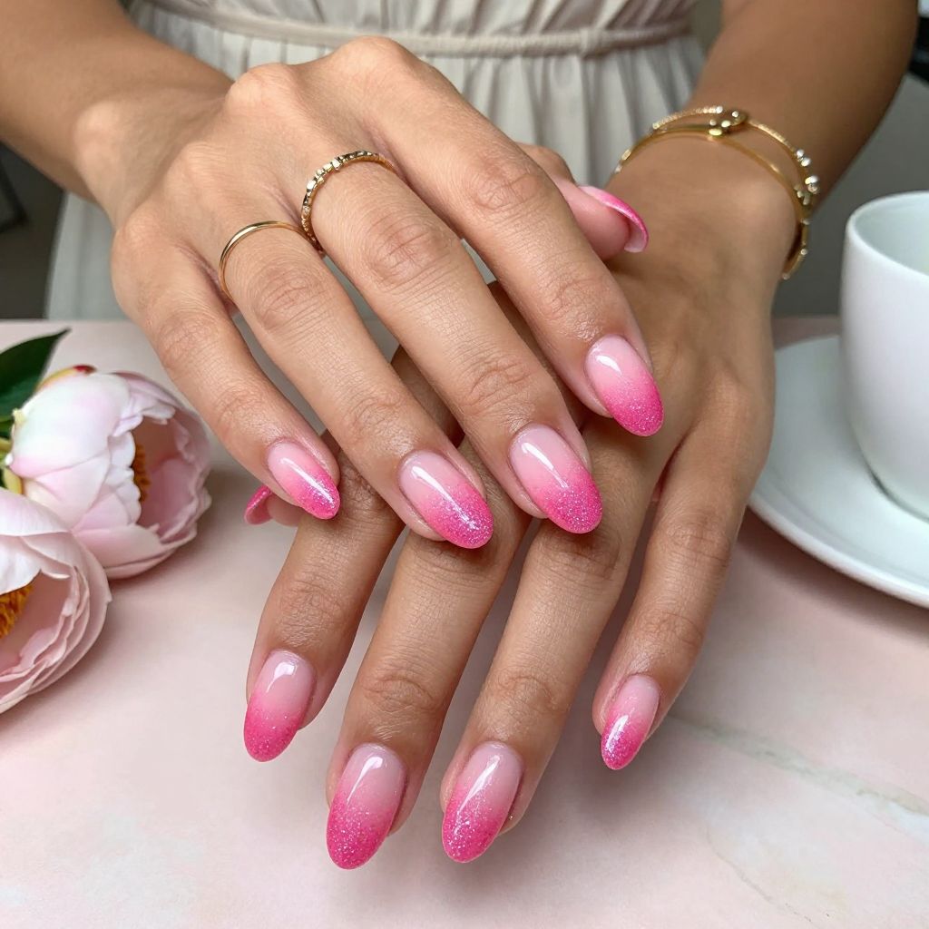 Sparkling Hot Pink Ombre