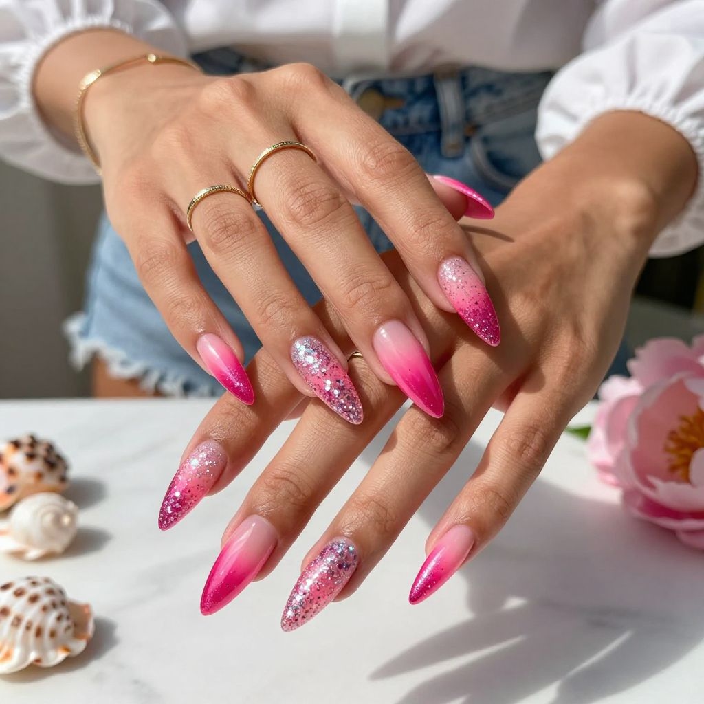 Hot Pink Glitter Gradient Caress