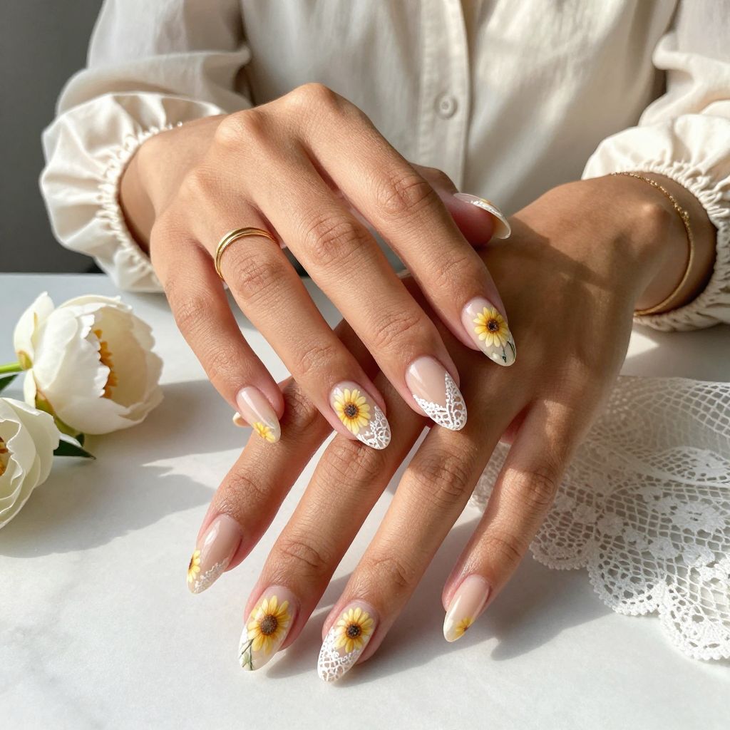 Delicate Lace Sunflower Overlay