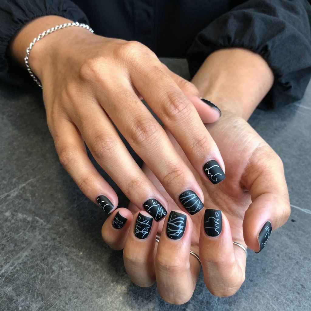Chalkboard Scribble Nails
