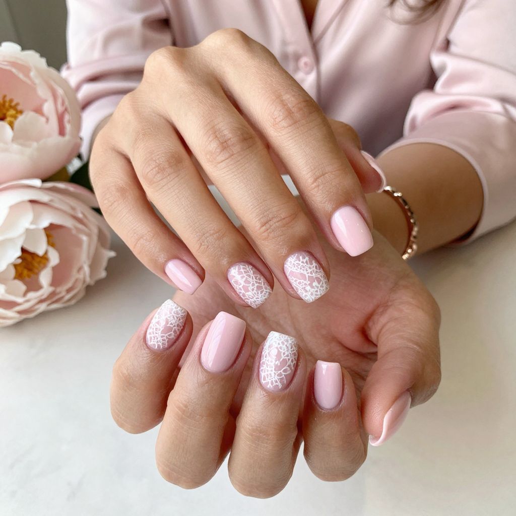 Soft Pink Lace Detailing