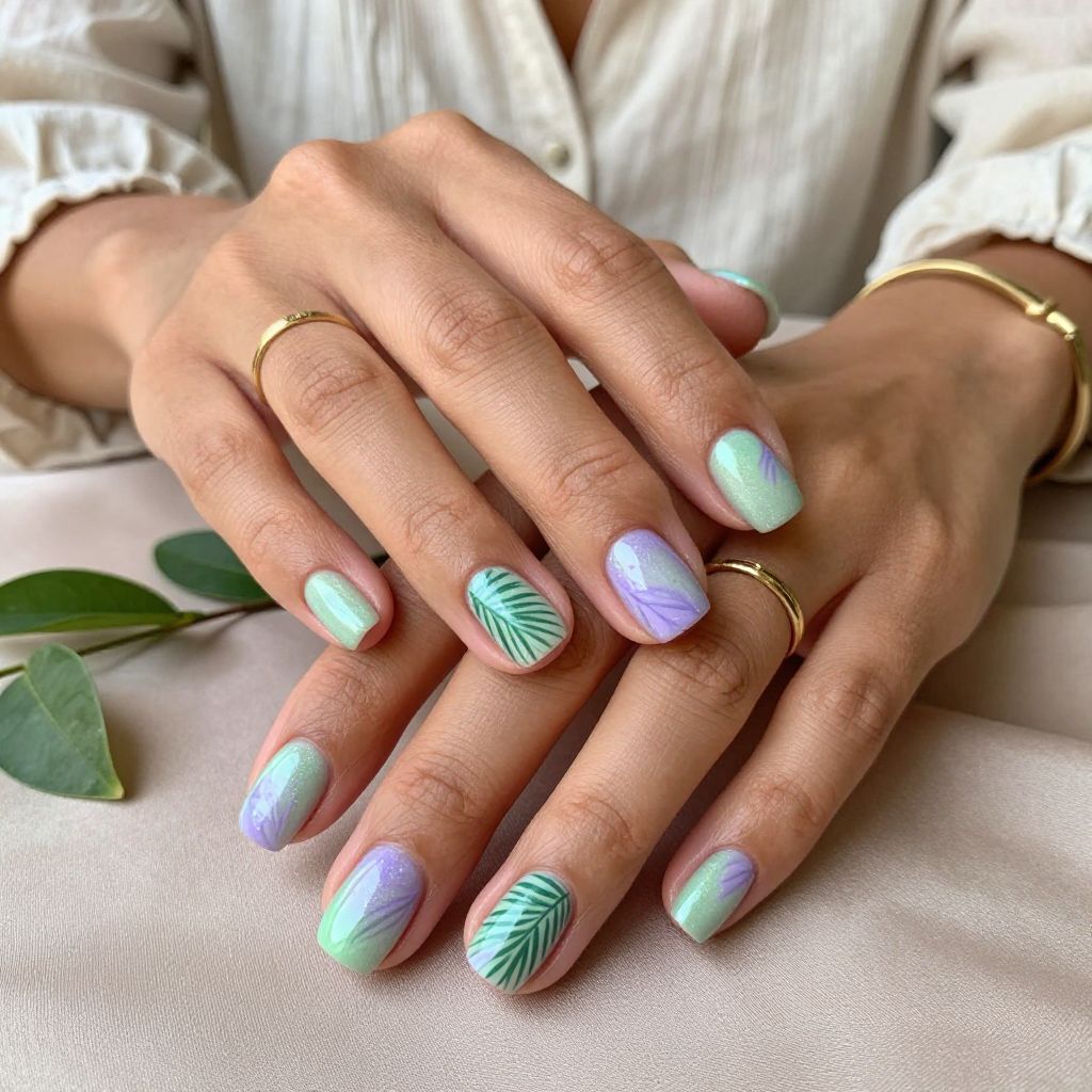 Pastel Palm Leaves Art