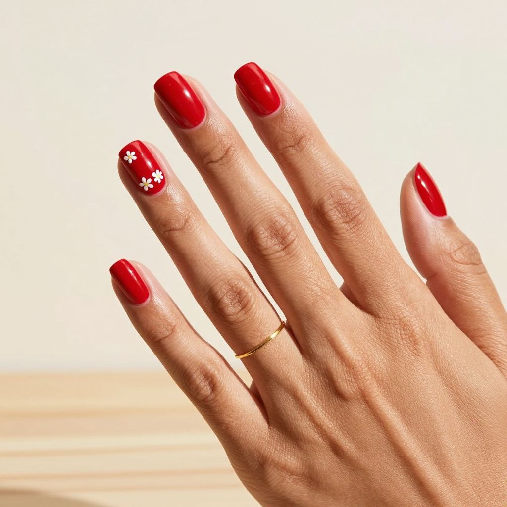 Bold Red With Tiny White Flowers