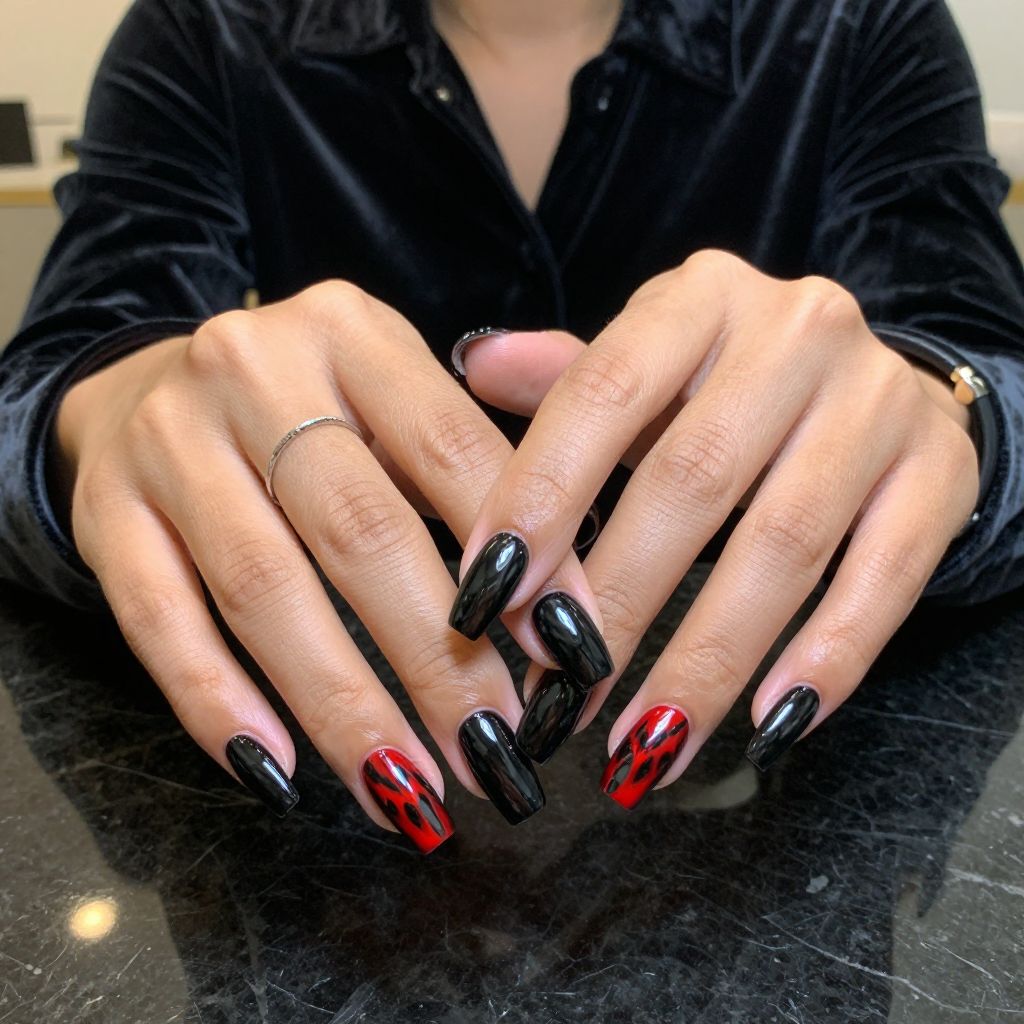 Blood Drip Accent Nails