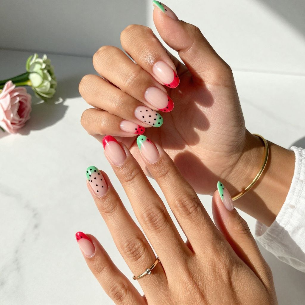 Glossy Clear Base With Watermelon Tips