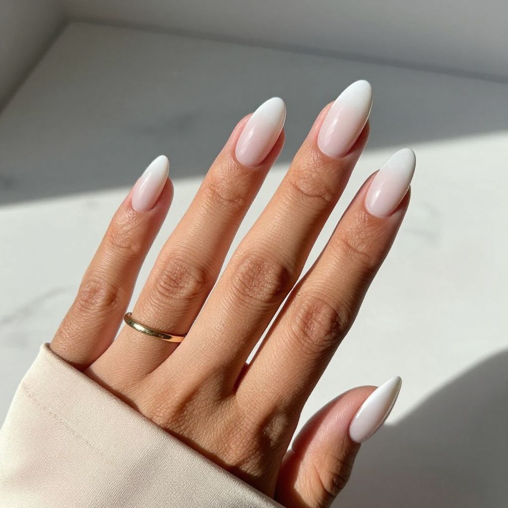 Sheer White Acrylics with Ombré Tips