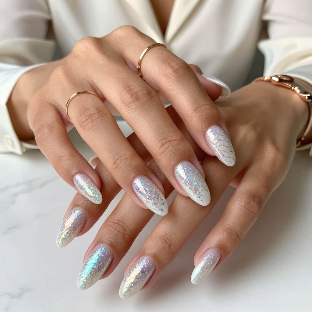 Iridescent White Cat Eye Scale Effect