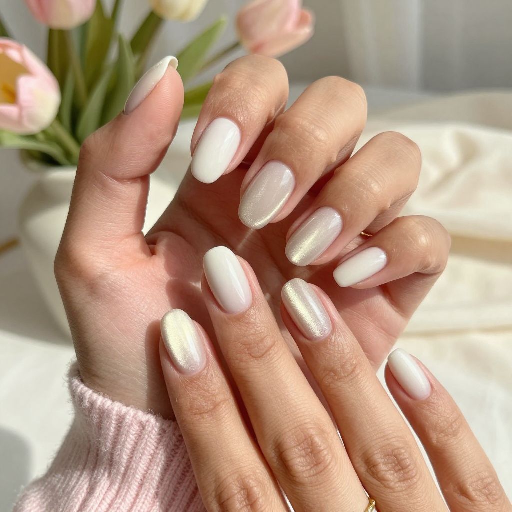 Soft Oval White Cat Eye Glow