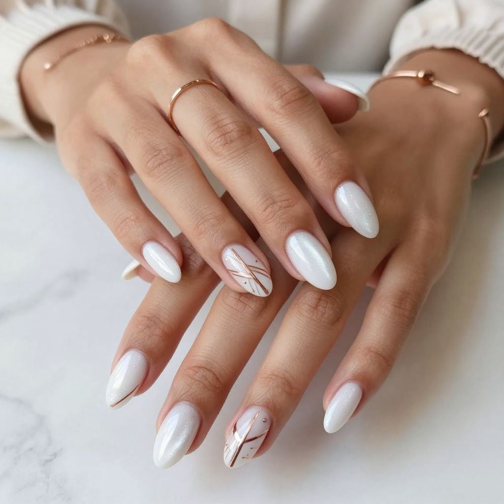 White Cat Eye with Rose Gold Accent