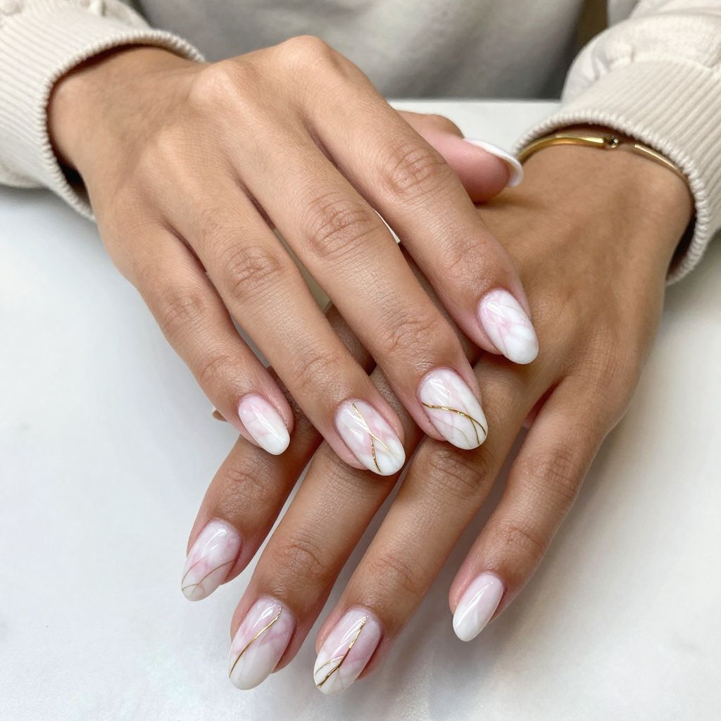 Soft Pink White Marble with Gold Veins