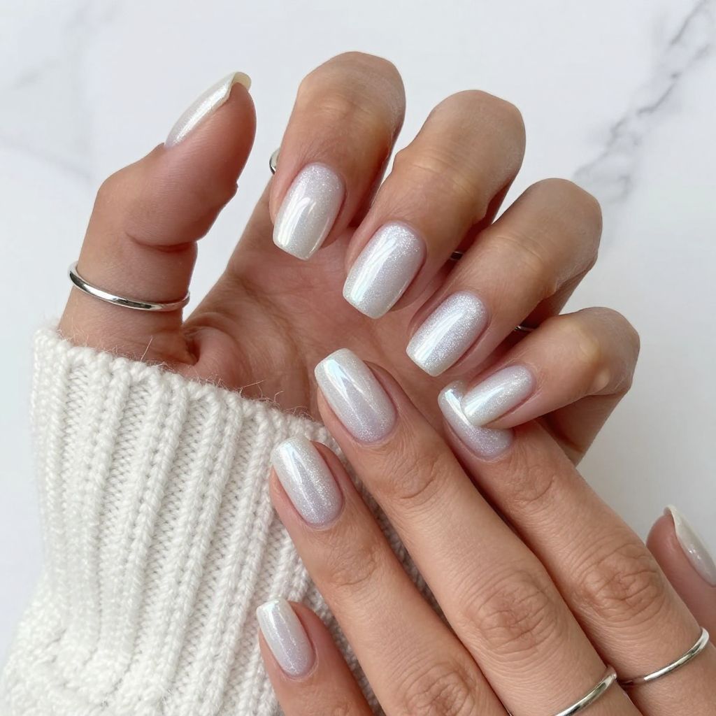 White Shimmer Powder with Chrome Finish