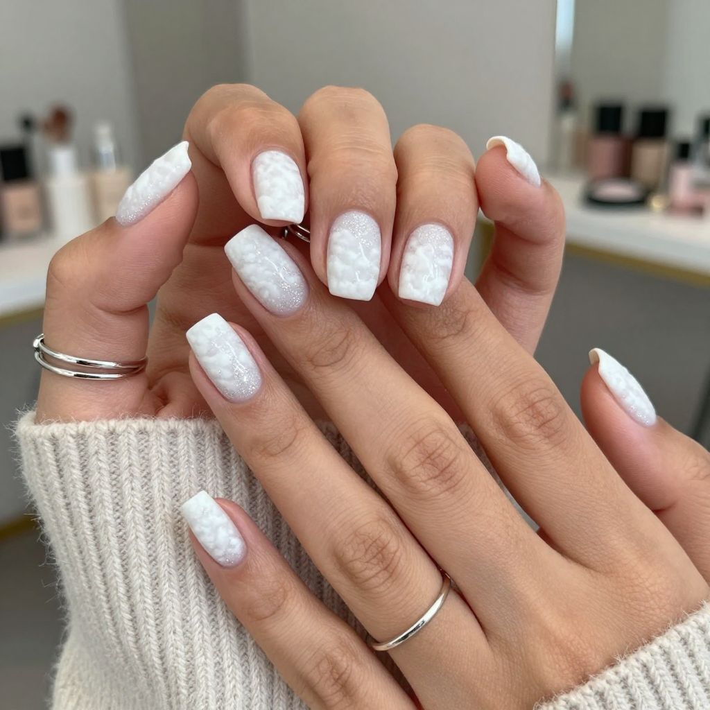 Fluffy White Texture with Glitter Hint