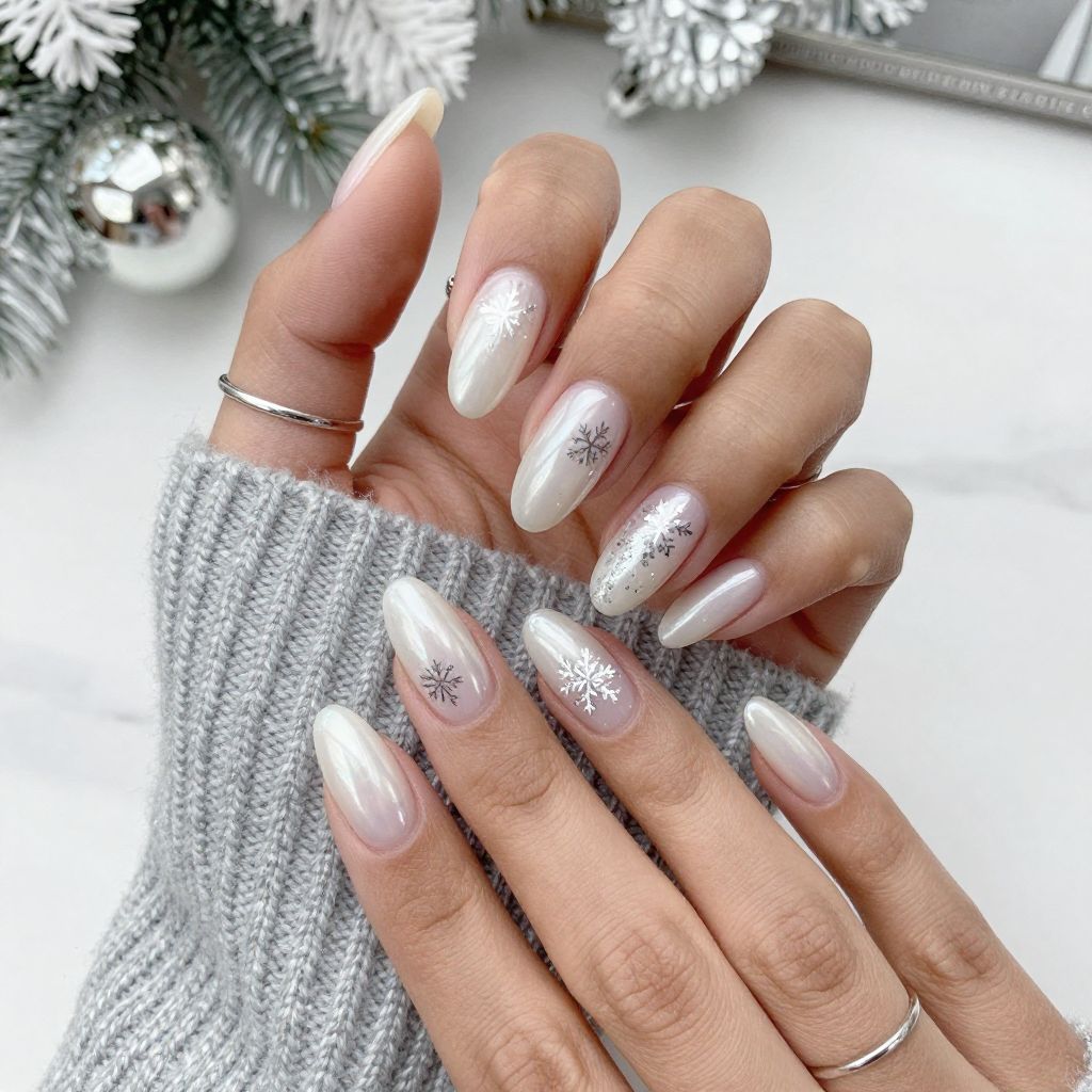 Pearly White with Snowflake Foil Accents