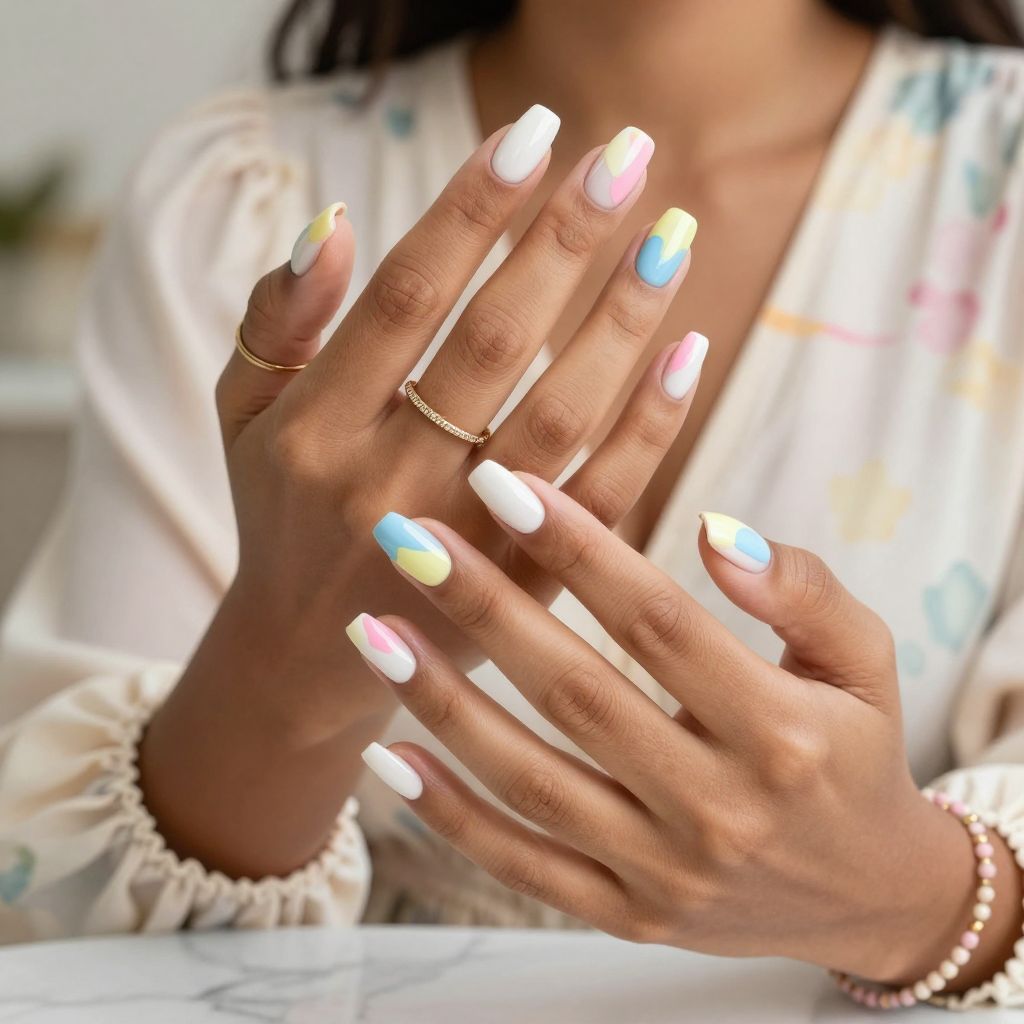 White Base with Colorful Abstract Shapes
