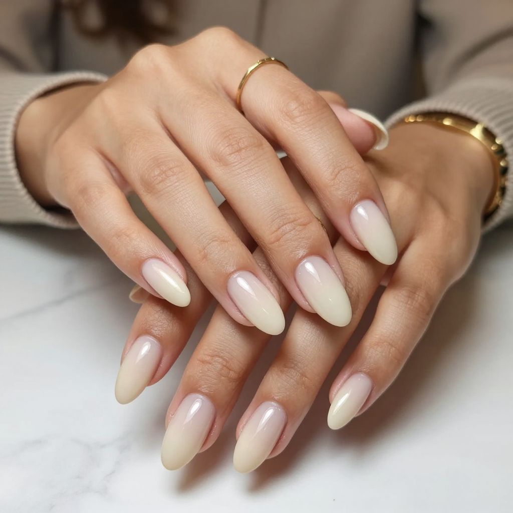 Creamy Beige Ombre with Matte Tips