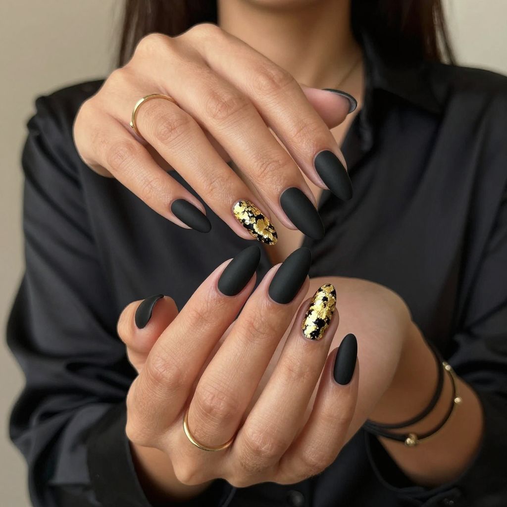 Matte Black with Gold Accent