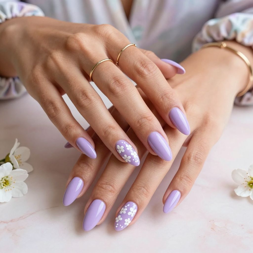 Soft Lilac with Delicate Floral Embellishments