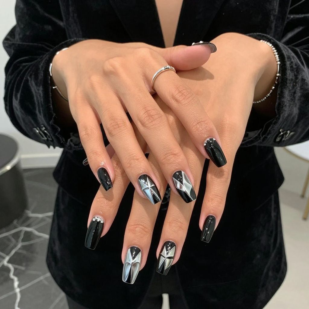 Bold Black and Silver Contrast
