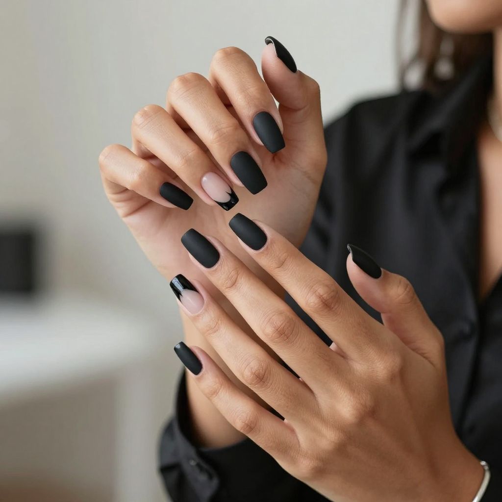 Black Matte with Glossy Tips