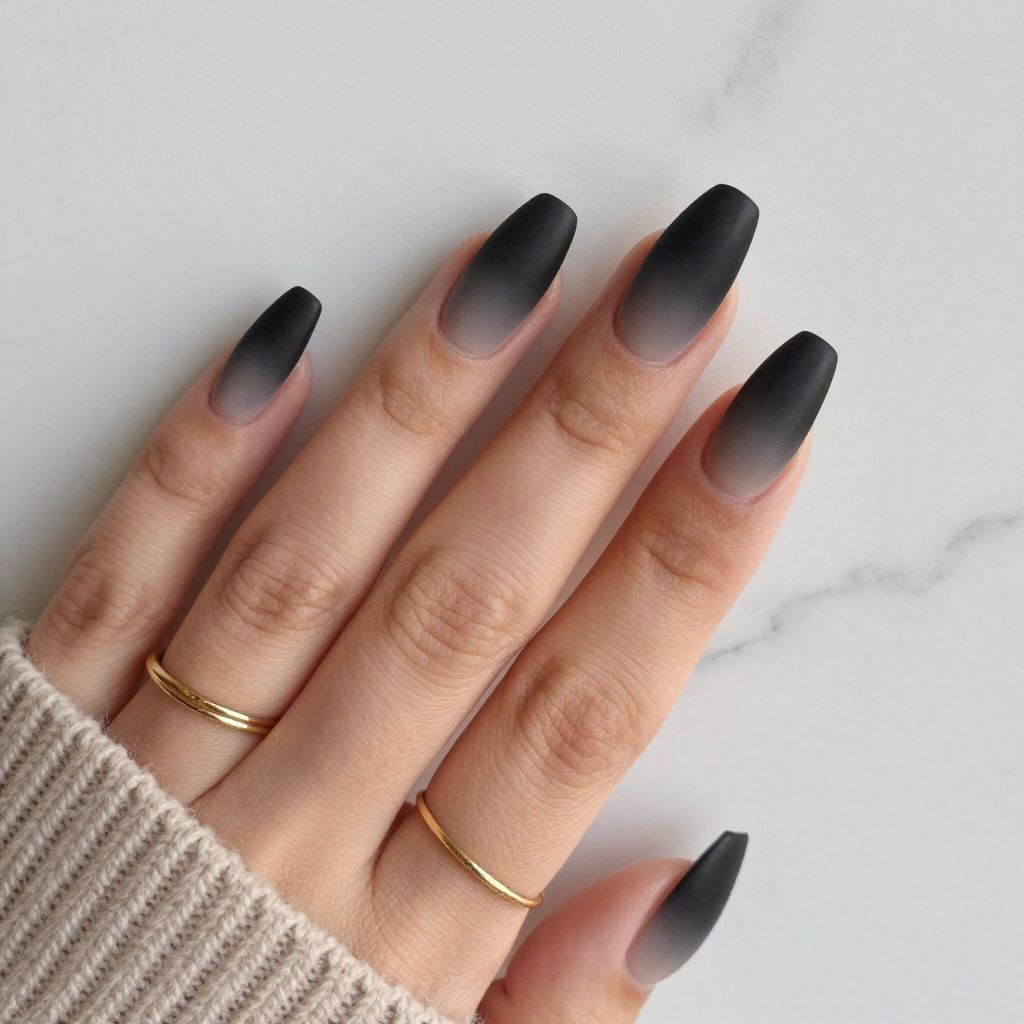 Black Ombre Coffin Nails