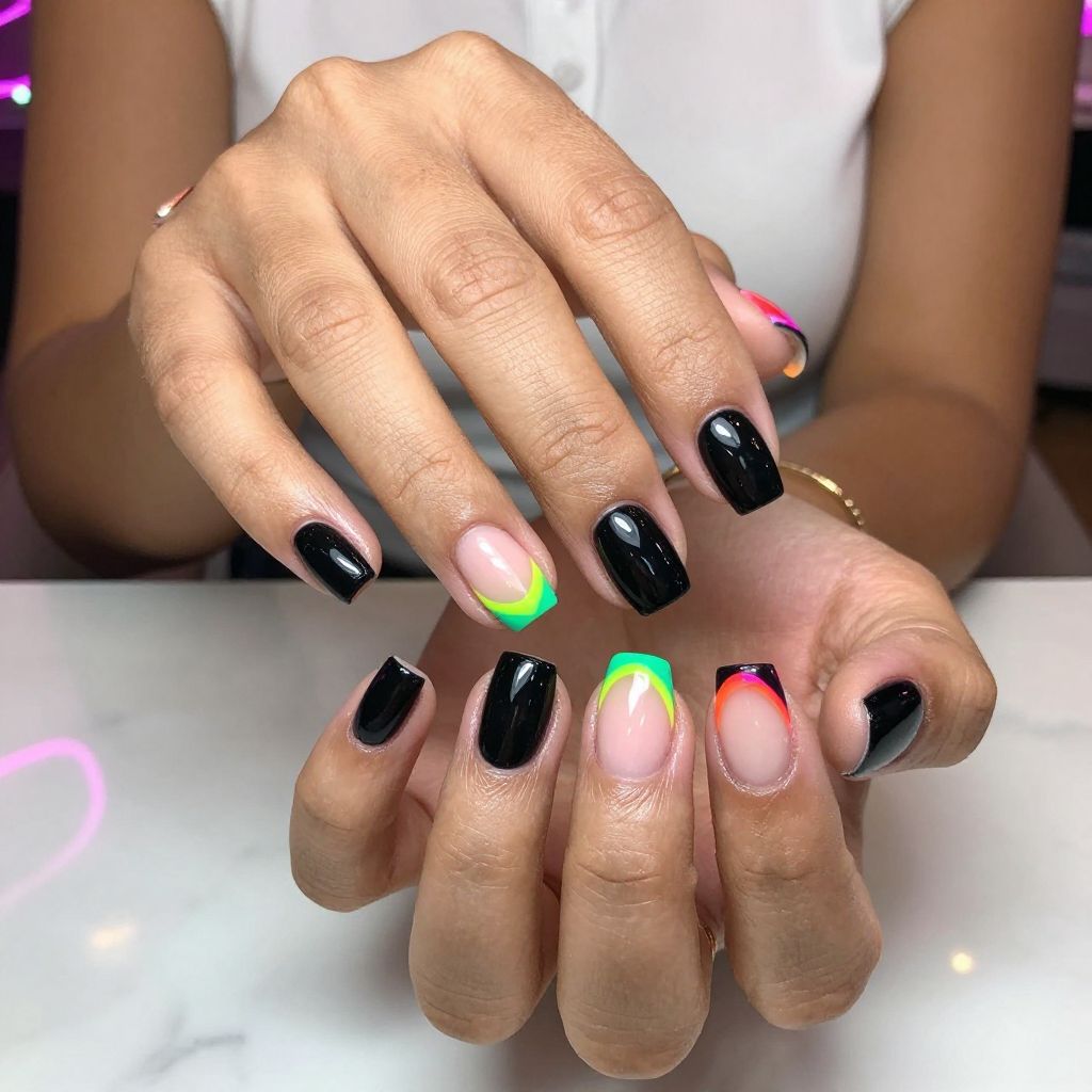 Sharp Black Tips with Neon Undercoat