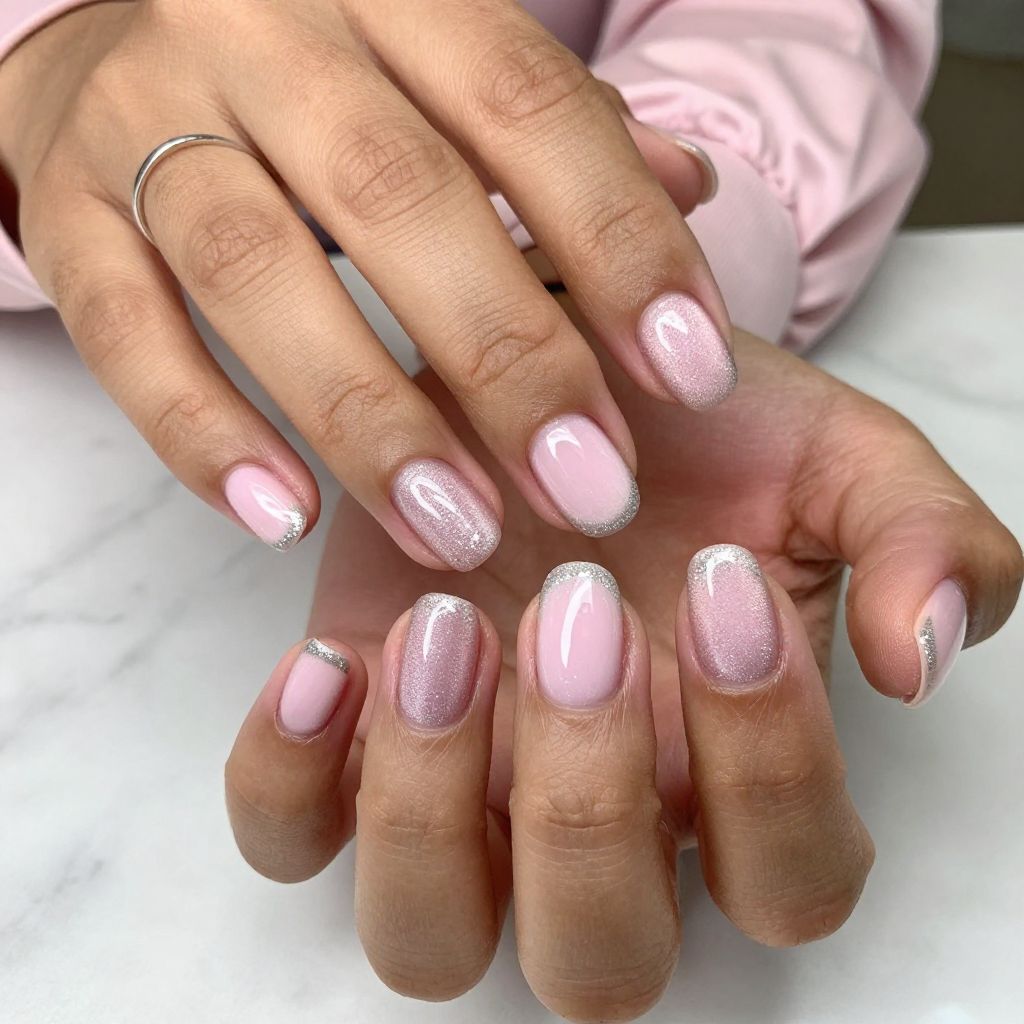Playful Pink Cat Eyes with Glitter Tips