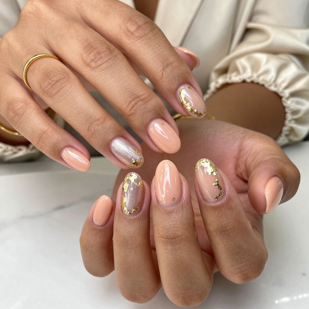 Soft Peach Cat Eyes with Gold Foil