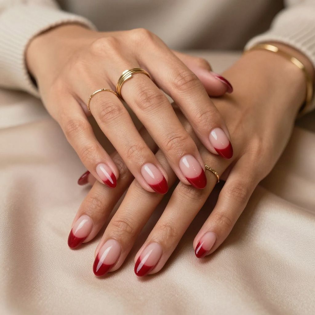 Deep Cherry Red French Ombre