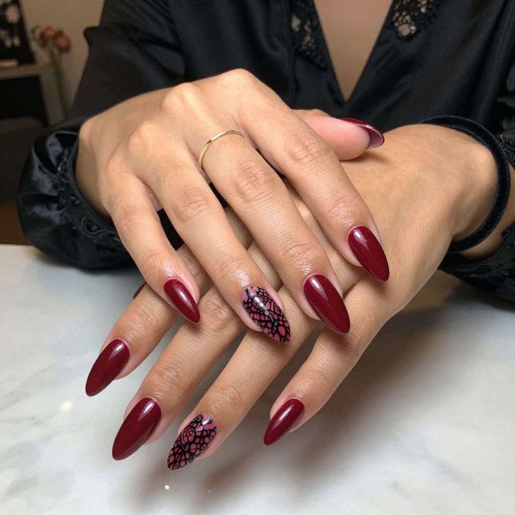 Cherry Red and Black Lace Art