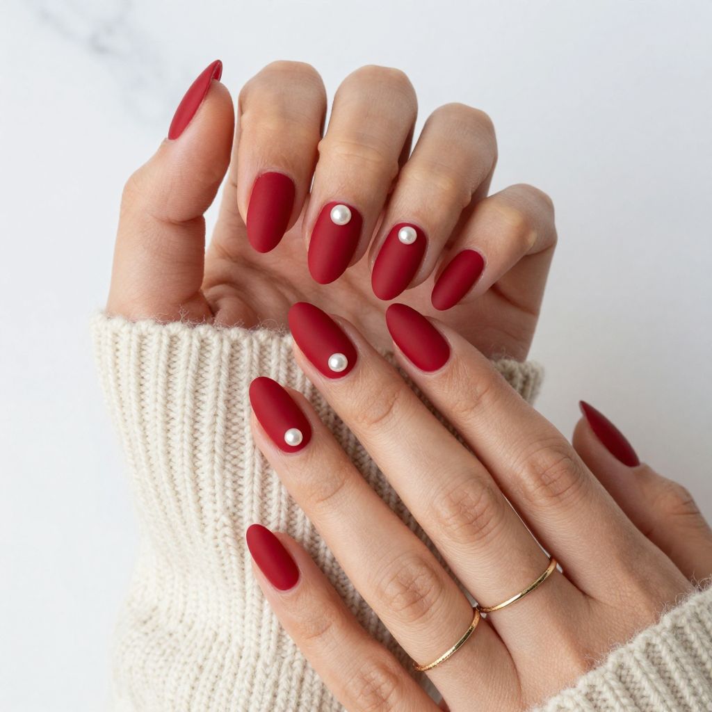 Red Velvet Matte with Pearl Accent