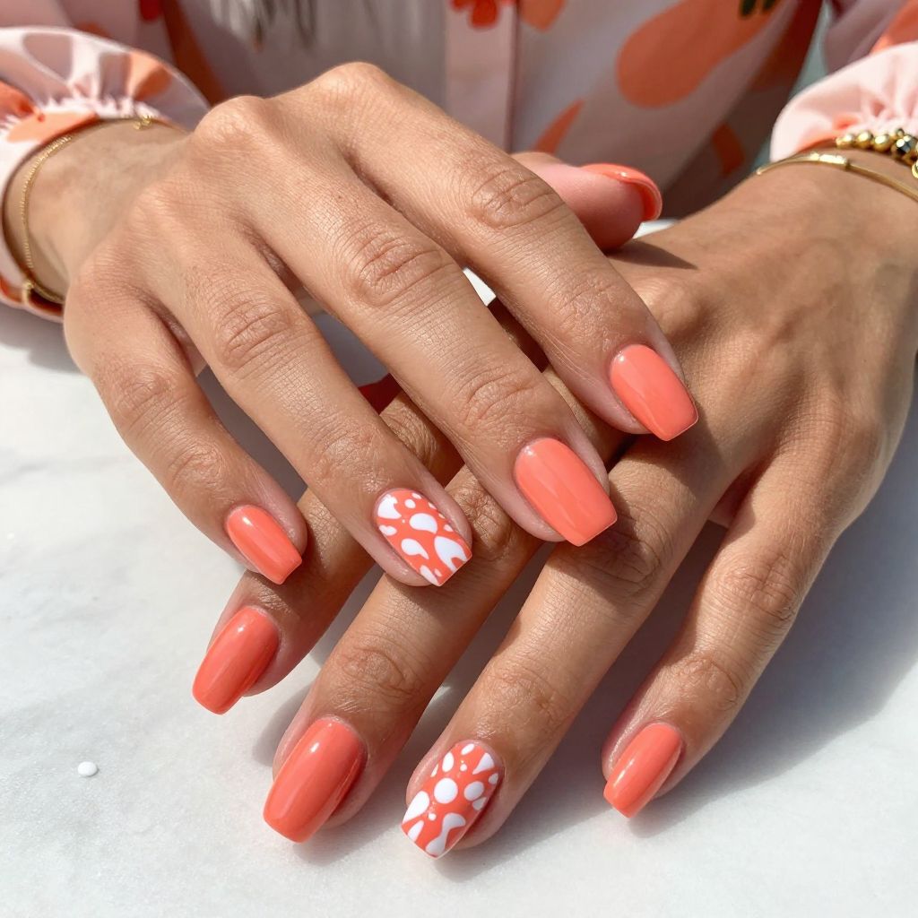 Coral Pop with White Splatter