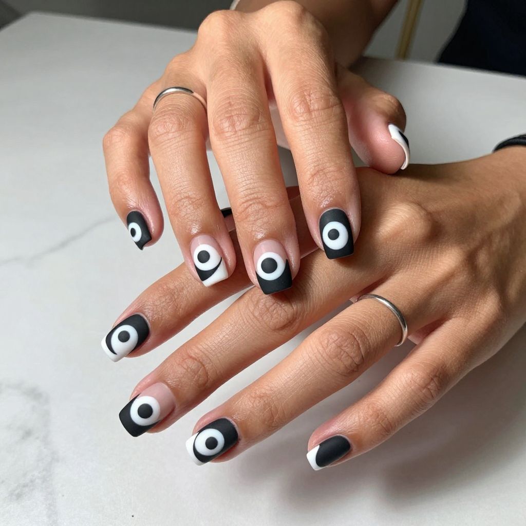 Bold Black and White Geometric Eyes