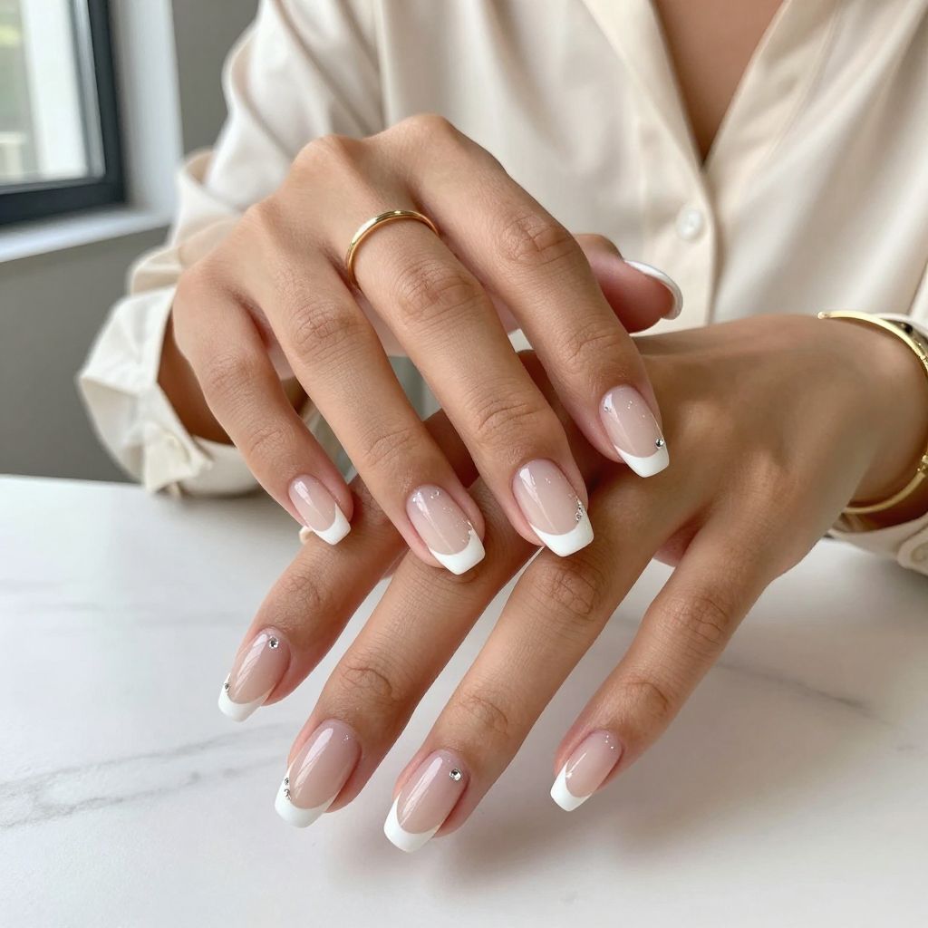 French Tips with Tiny Gems