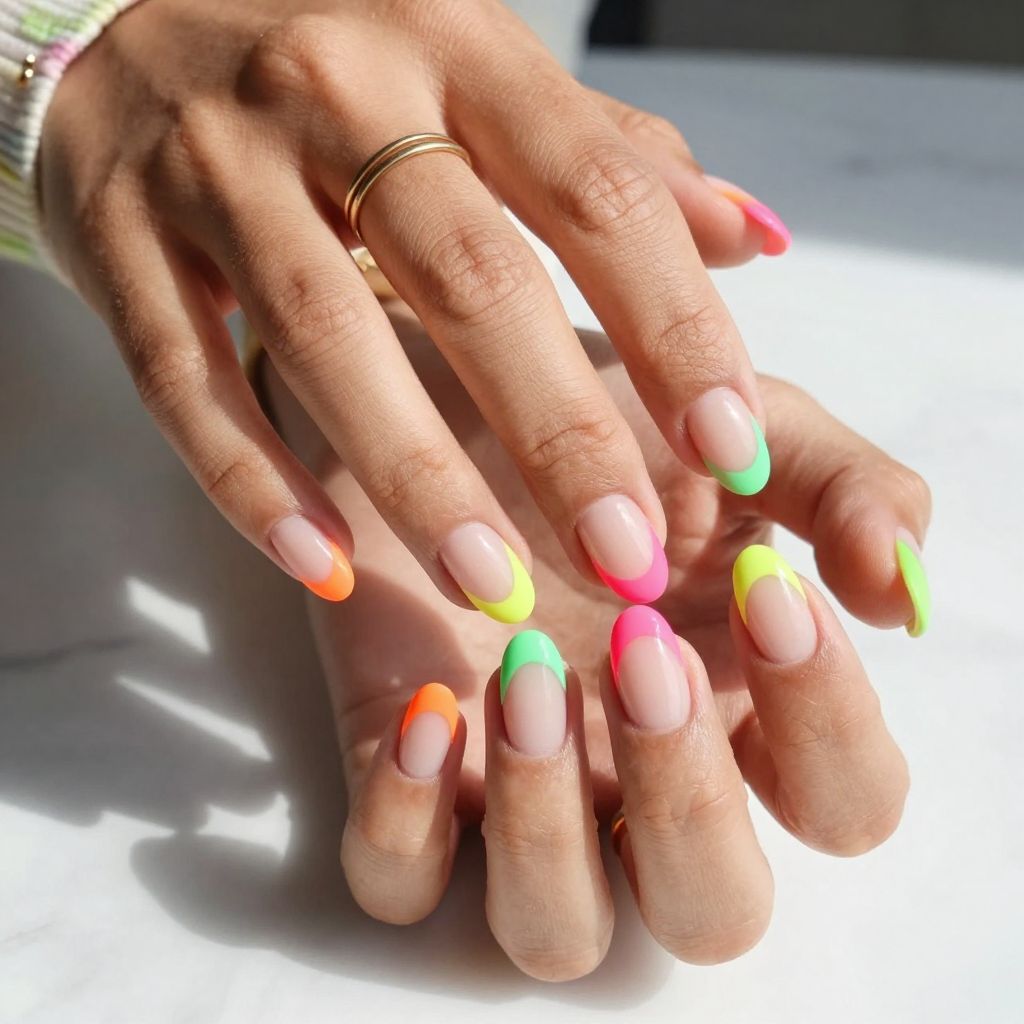 Neon Tips on Nude Base