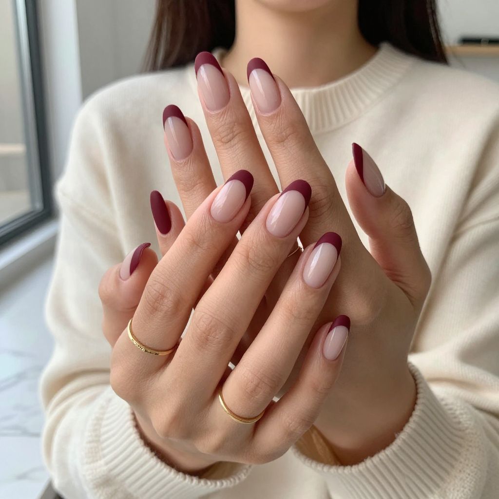 Matte Burgundy Tips
