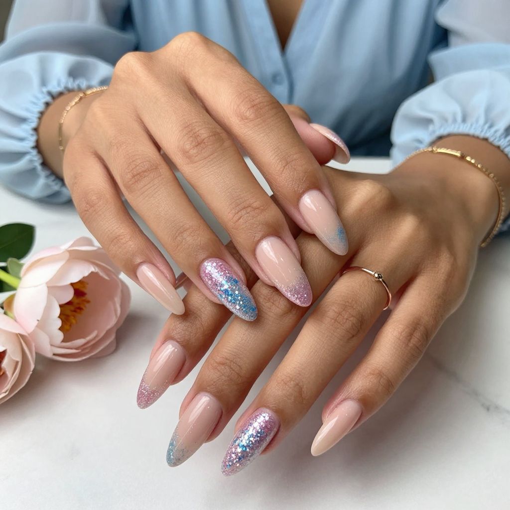 Glitter Gradient Glam Nail Design