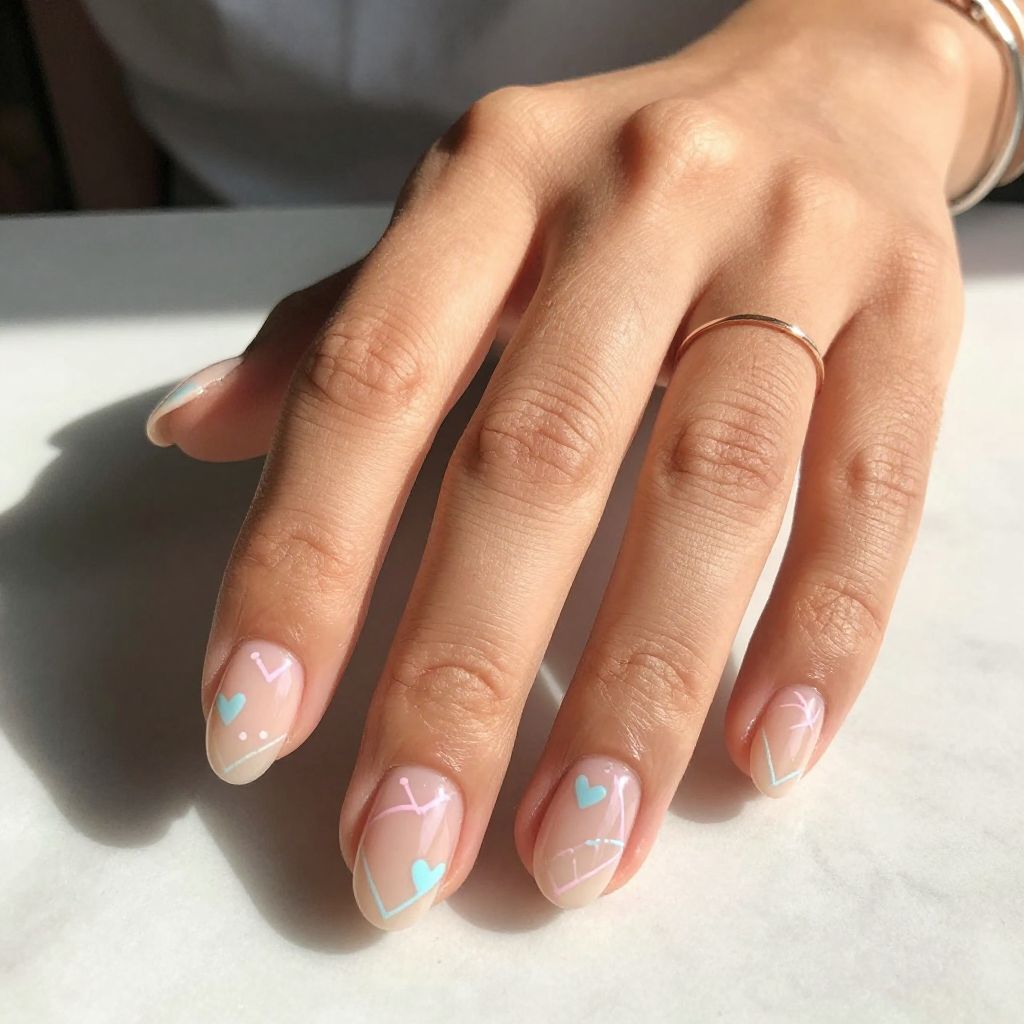 Minimalist Line Art Nail Design